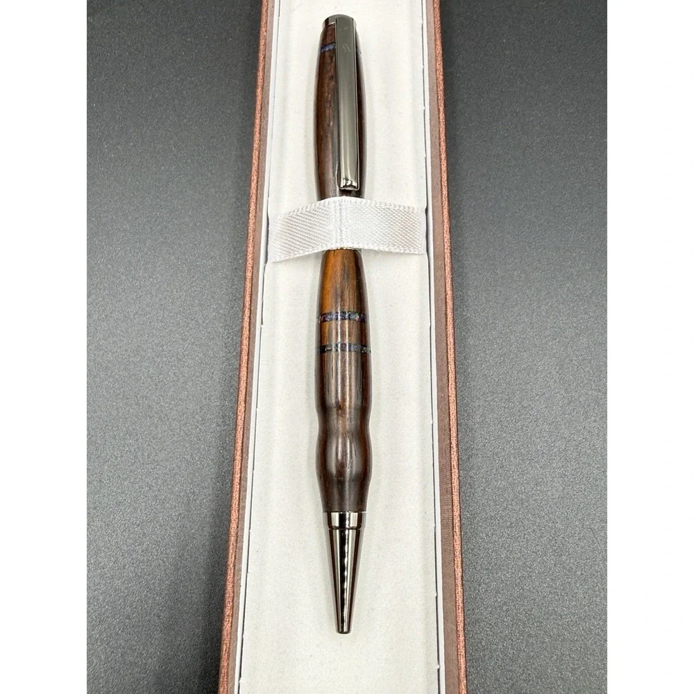 Slimline Pen, Individual Design. Hand-made Twist Pen Cocobolo Wood W/Opal Inlay